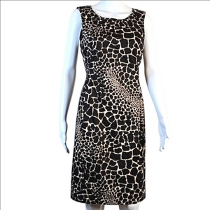 Rachel Roy Signature Cotton Stretch Brown & Tan Giraffe Print Sheath Dress